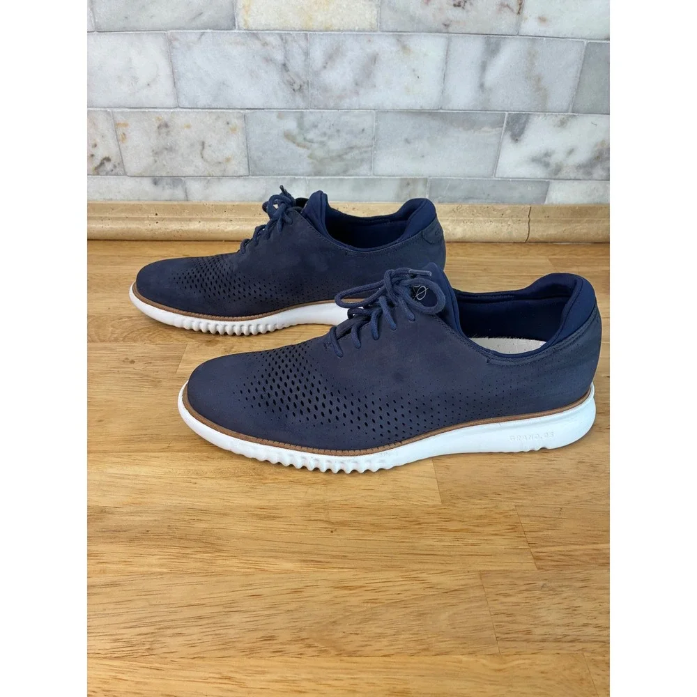Cole Haan‎ 2.0 ZeroGrand Laser Wing Oxford Mens 10.5 Blue Nubuck Dress Sneakers